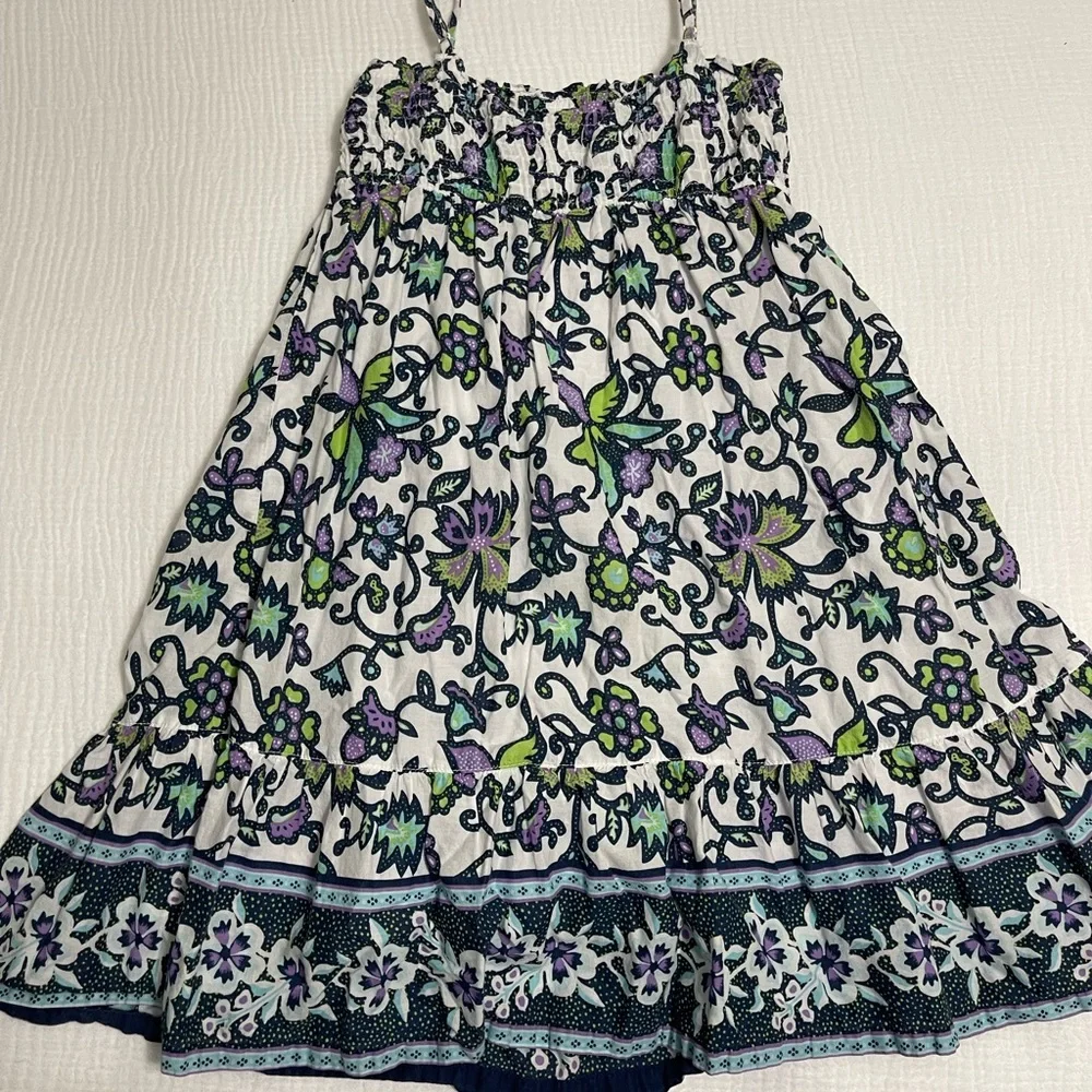 GAP Kids White Sundress with Purple & Lime Green Floral